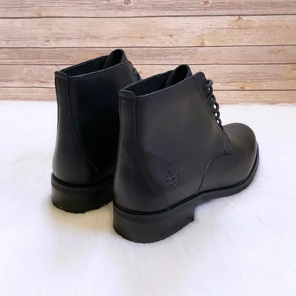 Timberland Women’s Mont Chevalier Mid Lace Up Black Leather Boots - Picture 4 of 7